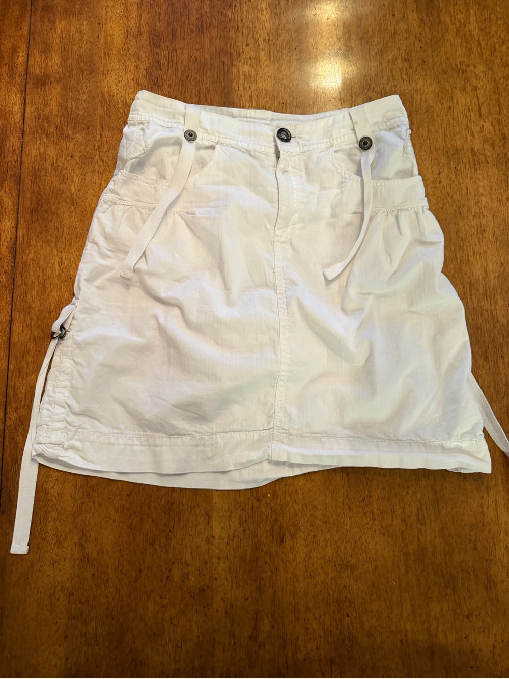 White Mini Skirt with Drawstring Waist - size small